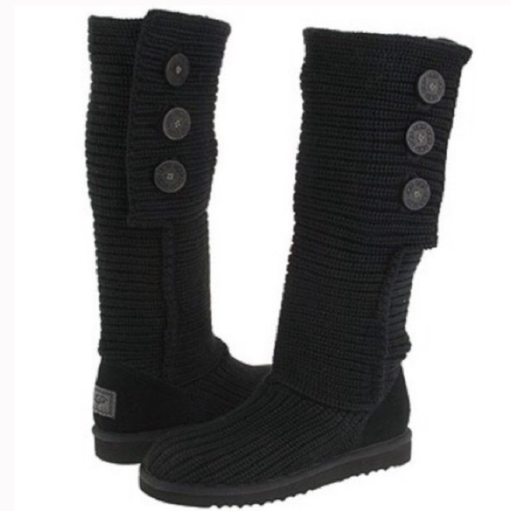 Black UGG size 6 women’s knitted with buttons - Picture 2 of 4